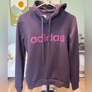 adidas Purple Pullover Hoodie with Pink Logo